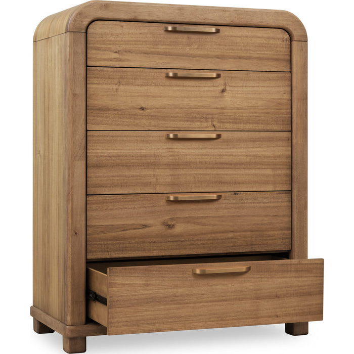 Modus Furniture Kione Five Drawer Acacia Wood Chest in Lioness 655450475788 TXXW84 Image 3