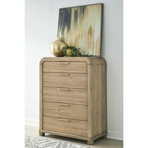 Modus Furniture Kione Five Drawer Acacia Wood Chest in Lioness 655450475788 TXXW84 Main Image