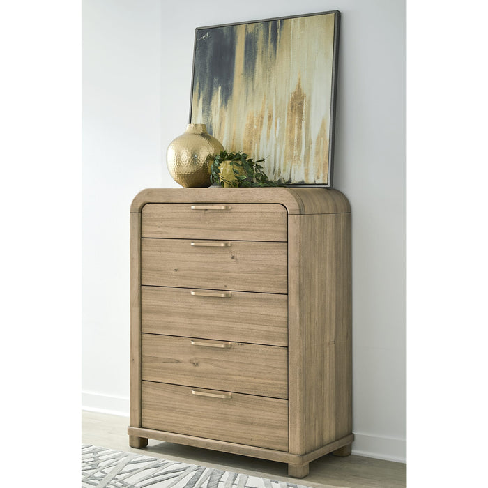 Modus Furniture Kione Five Drawer Acacia Wood Chest in Lioness 655450475788 TXXW84 Main Image