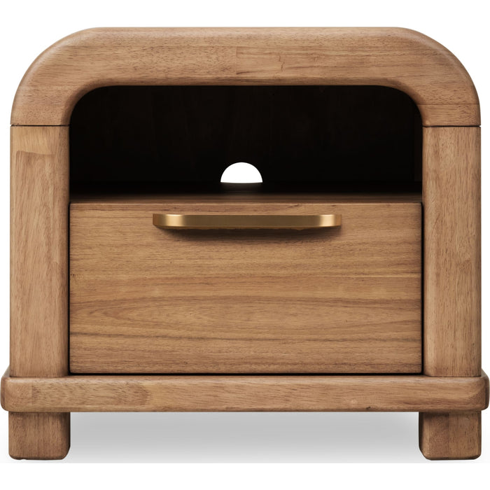 Modus Furniture Kione One Drawer Acacia Wood Nightstand in Lioness 655450475528 TXXW81 Image 1