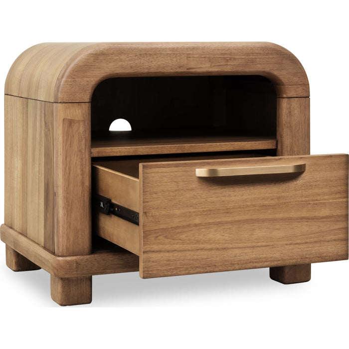 Modus Furniture Kione One Drawer Acacia Wood Nightstand in Lioness 655450475528 TXXW81 Image 4