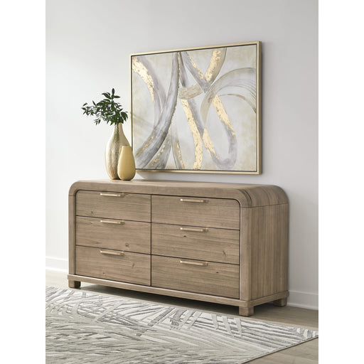 Modus Furniture Kione Six Drawer Acacia Wood Dresser in Lioness 655450475559 TXXW82 Main Image