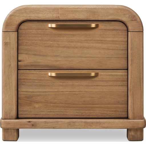 Modus Furniture Kione Two Drawer Acacia Wood Nightstand in Lioness 655450475535 TXXW81B Image 1