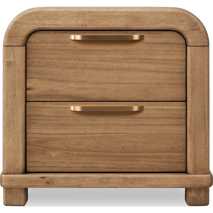 Modus Furniture Kione Two Drawer Acacia Wood Nightstand in Lioness 655450475535 TXXW81B Image 1