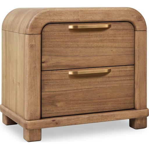 Modus Furniture Kione Two Drawer Acacia Wood Nightstand in Lioness 655450475535 TXXW81B Image 2