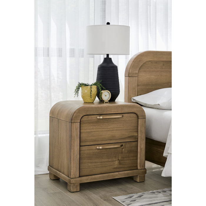 Modus Furniture Kione Two Drawer Acacia Wood Nightstand in Lioness 655450475535 TXXW81B Main Image