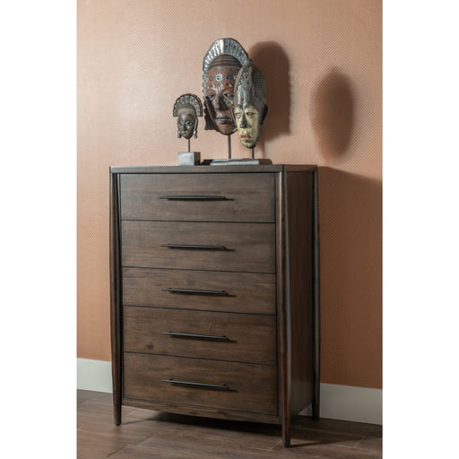 Modus Furniture Koko Five Drawer Acacia Wood Chest in Minx 655450475221 TWXV84 Main Image