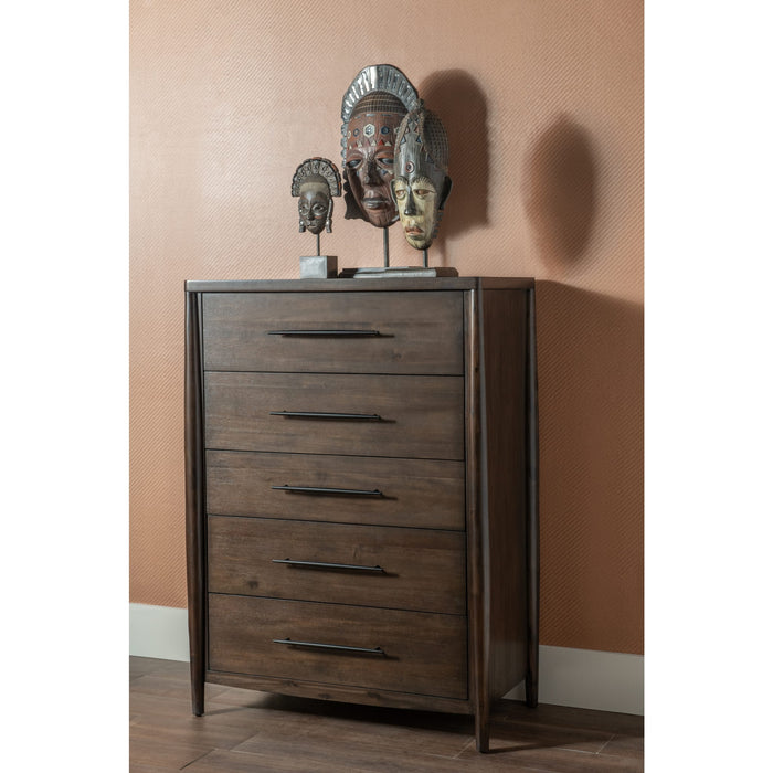 Modus Furniture Koko Five Drawer Acacia Wood Chest in Minx 655450475221 TWXV84 Main Image