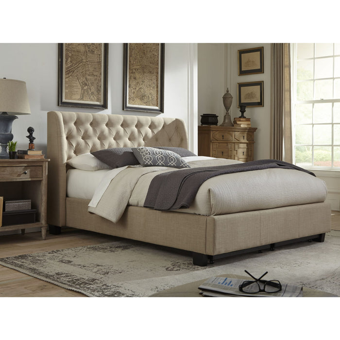 Modus Furniture Levi Tufted Footboard Storage Bed in Toast Linen (2026)  XYL7K  Image 7