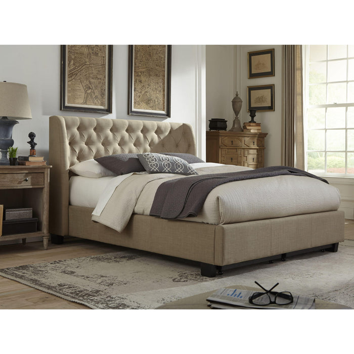 Modus Furniture Levi Tufted Footboard Storage Bed in Toast Linen  3ZL7D 46 Image 5