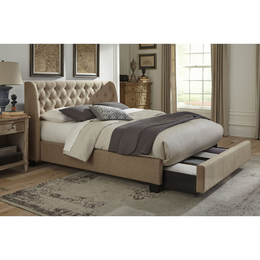 Modus Furniture Levi Tufted Footboard Storage Bed in Toast Linen  3ZL7D 46 Main Image