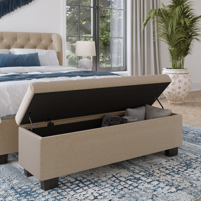 Modus Levi Tufted Storage Bench in Toast Linen Image 1