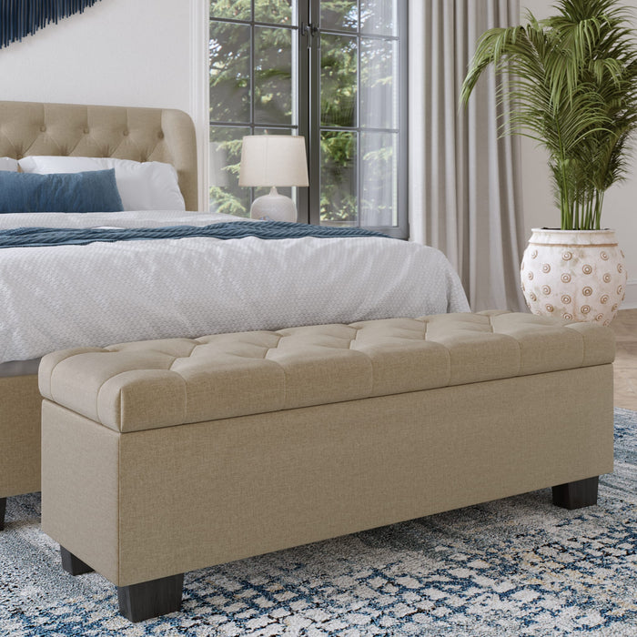 Modus Levi Tufted Storage Bench in Toast Linen Main Image
