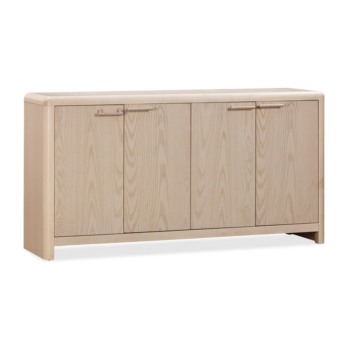 Modus Liv Four Door Ash Wood Sideboard in White Sand Image 3