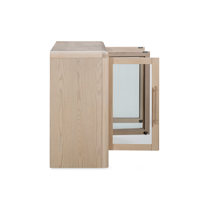 Modus Liv Glass Door Ash Wood Sideboard in White Sand Image 2