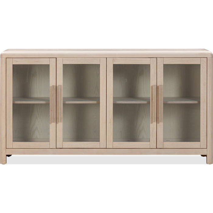 Modus Furniture Liv Glass Door Ash Wood Sideboard in White Sand 655450444166 QHTP79 Image 4