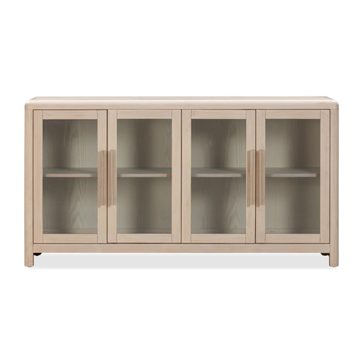 Modus Liv Glass Door Ash Wood Sideboard in White Sand Main Image