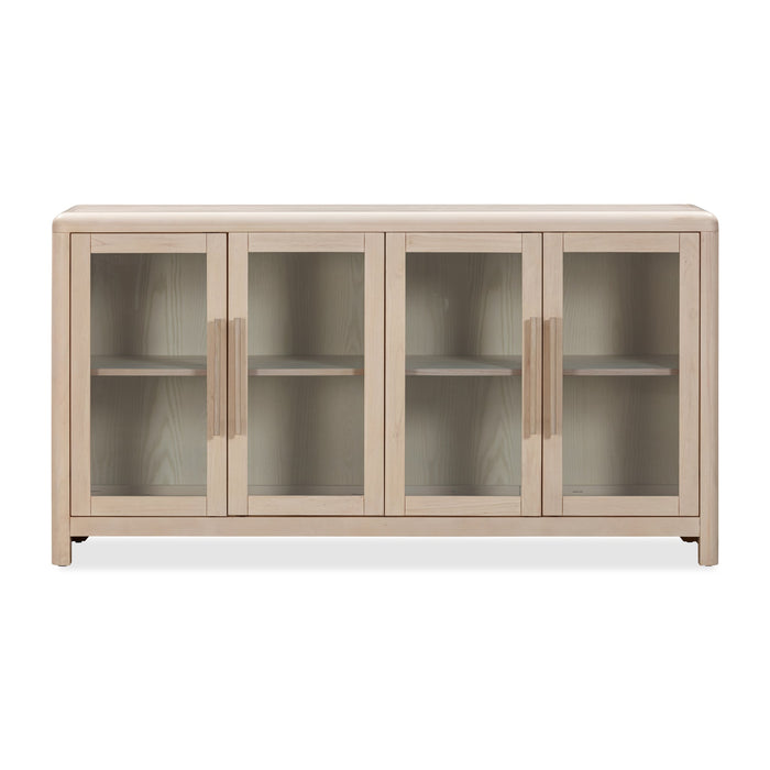 Modus Liv Glass Door Ash Wood Sideboard in White Sand Main Image