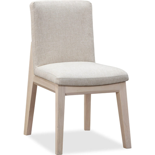 Modus Furniture Liv Solid Wood Dining Chair in White Sand and Natural Linen 655450450556 QHTP63A Image 1