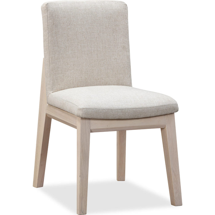 Modus Furniture Liv Solid Wood Dining Chair in White Sand and Natural Linen 655450450556 QHTP63A Image 1