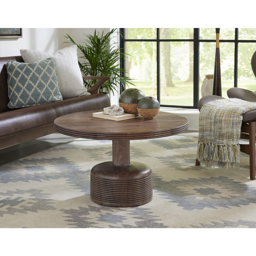 Modus Liyana Solid Wood Round Coffee Table in Natural Tan Main Image