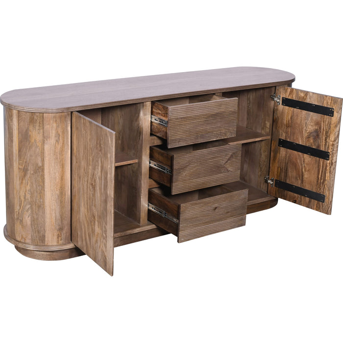 Modus Furniture Liyana Solid Wood Three Drawer Two Door Sideboard in Natural Tan 655450414251 PJRT78 Image 2