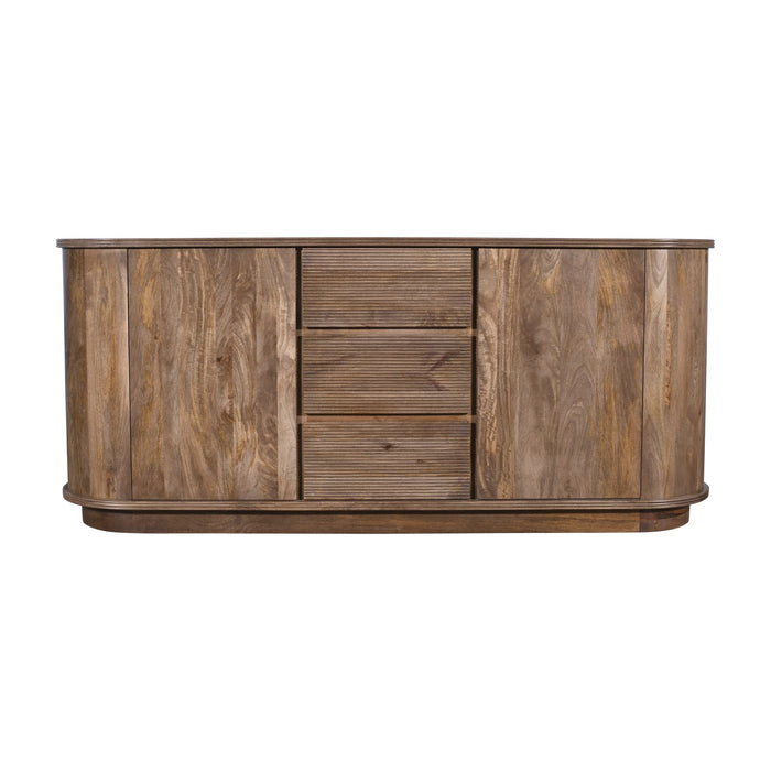 Modus Liyana Solid Wood Three Drawer Two Door Sideboard in Natural Tan Image 3