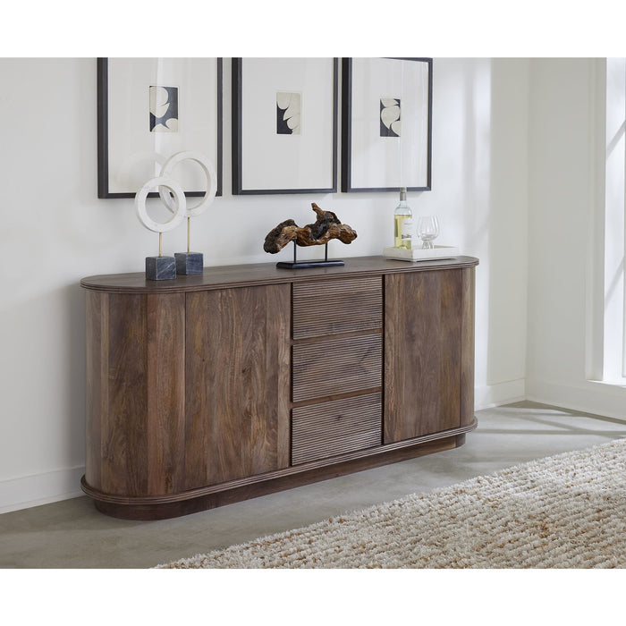 Modus Furniture Liyana Solid Wood Three Drawer Two Door Sideboard in Natural Tan 655450414251 PJRT78 Main Image