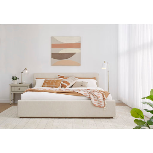 Modus Louis Upholstered Platform Bed in Natural Linen Image 1