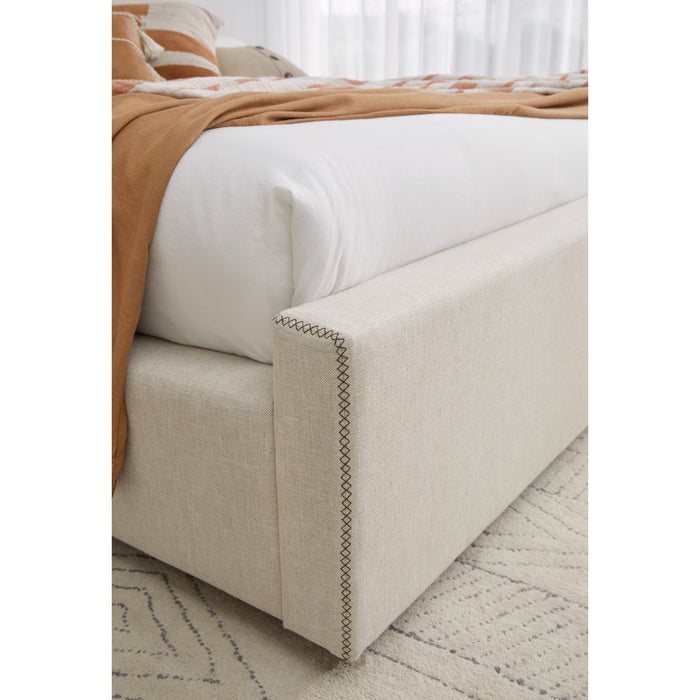 Modus Furniture Louis Upholstered Platform Bed in Natural Linen  MQMWH  Image 3