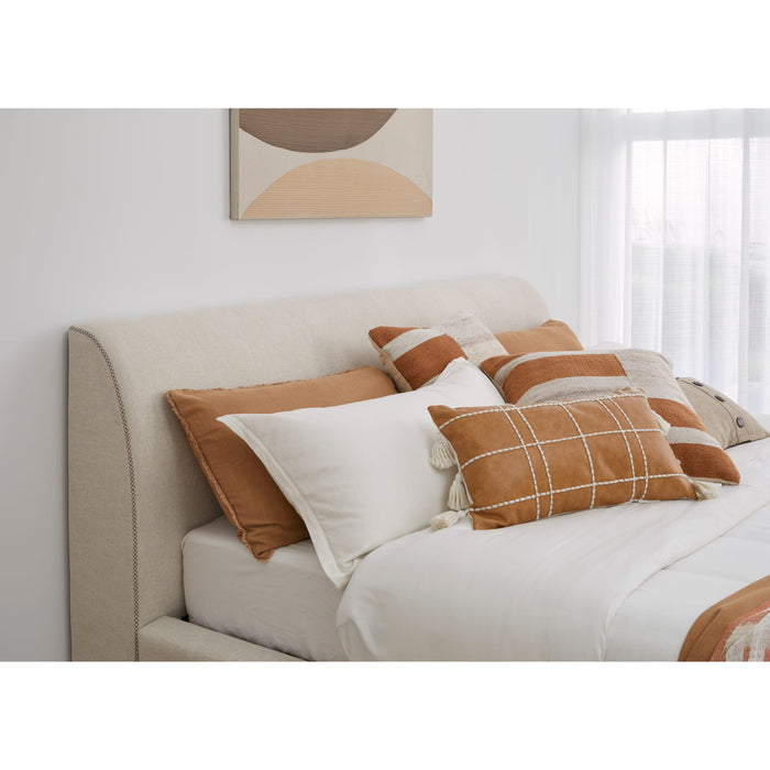 Modus Furniture Louis Upholstered Platform Bed in Natural Linen  MQMWH  Image 4