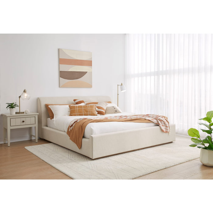 Modus Furniture Louis Upholstered Platform Bed in Natural Linen  MQMWH  Main Image
