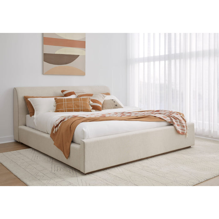 Modus Furniture Louis Upholstered Platform Bed in Natural Linen  MQMWN  Image 2
