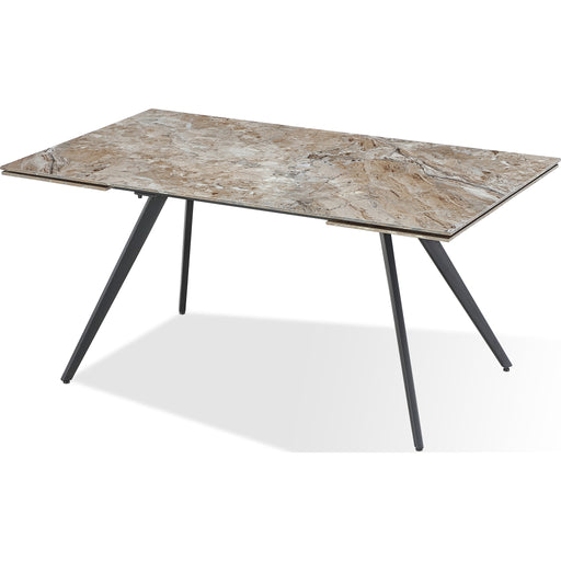 Modus Furniture Lucia Double Extension Stone Top Metal Leg Dining Table in Rich Brown and Black 655450401886 LEPJ60 Image 1