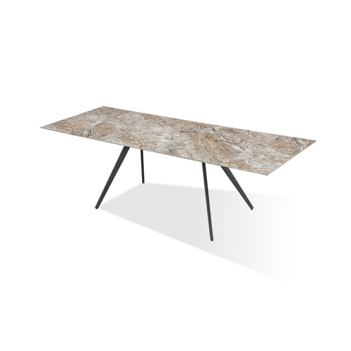 Modus Lucia Double Extension Stone Top Metal Leg Dining Table in Rich Brown and BlackImage 2