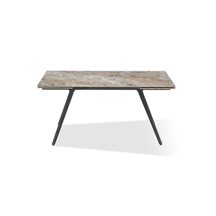 Modus Lucia Double Extension Stone Top Metal Leg Dining Table in Rich Brown and BlackMain Image