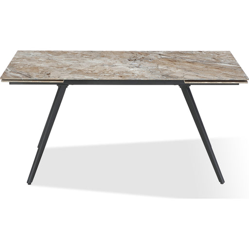 Modus Furniture Lucia Double Extension Stone Top Metal Leg Dining Table in Rich Brown and Black 655450401886 LEPJ60 Main Image