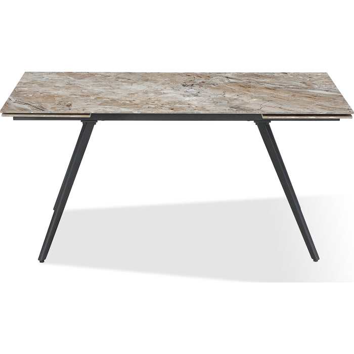 Modus Furniture Lucia Double Extension Stone Top Metal Leg Dining Table in Rich Brown and Black 655450401886 LEPJ60 Main Image