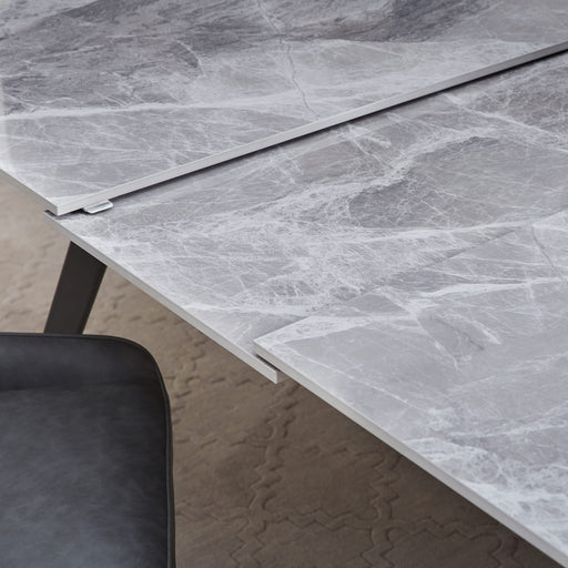 Modus Furniture Lucia Extendable Stone Top Metal Leg Dining Table in Piedra and Black 655450372230 LELB60 Image 3