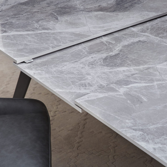 Modus Furniture Lucia Extendable Stone Top Metal Leg Dining Table in Piedra and Black 655450372230 LELB60 Image 3