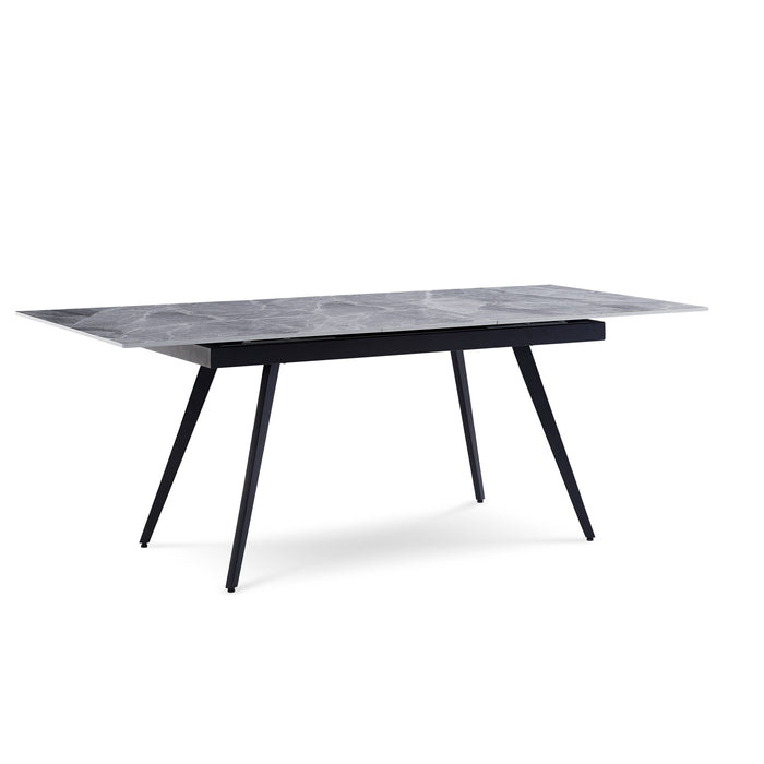 Modus Lucia Extendable Stone Top Metal Leg Dining Table in Piedra and Black Image 5