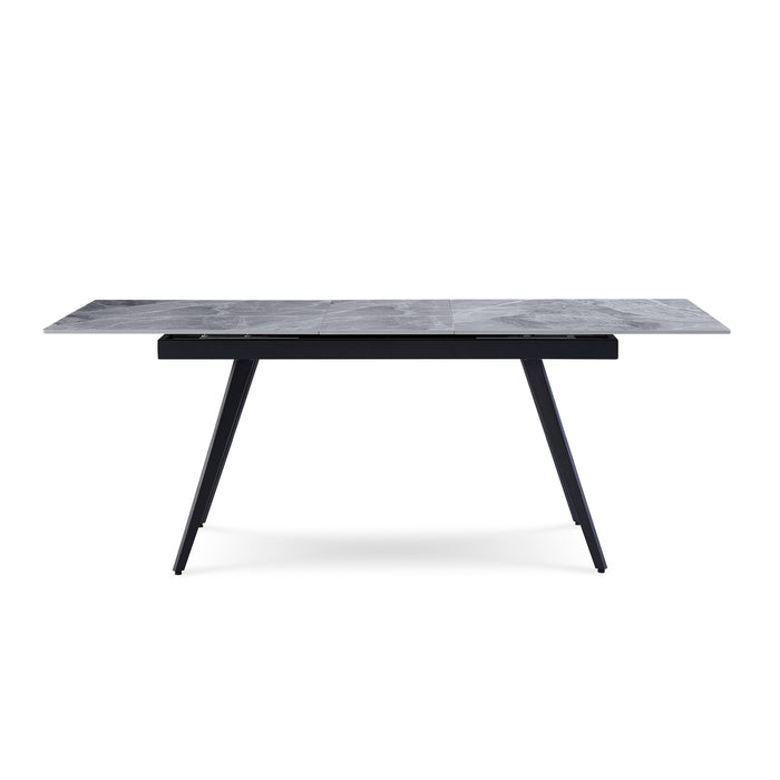 Modus Lucia Extendable Stone Top Metal Leg Dining Table in Piedra and BlackImage 6