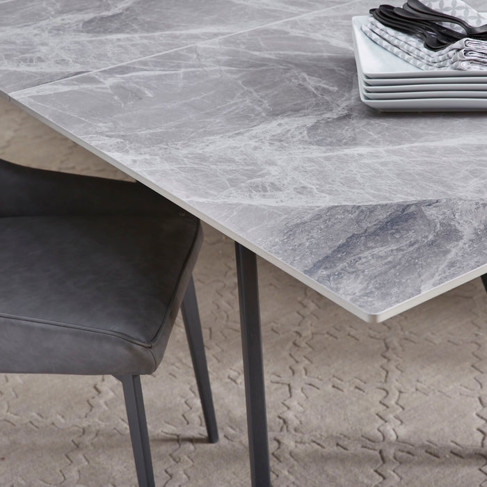 Modus Lucia Extendable Stone Top Metal Leg Dining Table in Piedra and BlackImage 7
