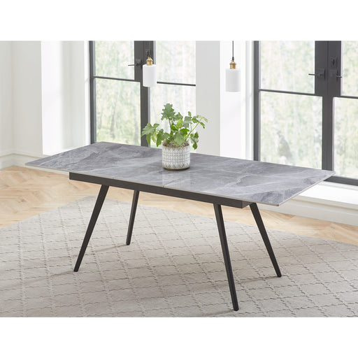 Modus Furniture Lucia Extendable Stone Top Metal Leg Dining Table in Piedra and Black 655450372230 LELB60 Main Image
