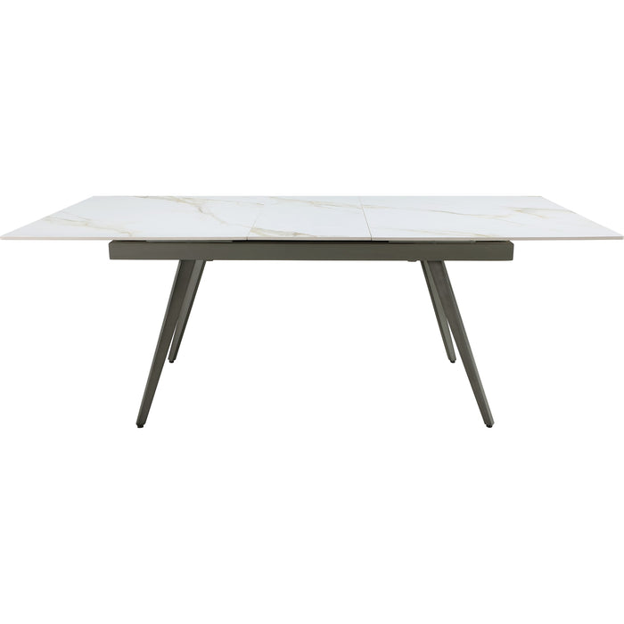 Modus Furniture Lucia Extendable Stone Top Metal Leg Dining Table in Polished Cappuccino and Gunmetal 655450401824 LEPG60 Image 1