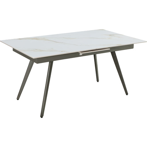 Modus Furniture Lucia Extendable Stone Top Metal Leg Dining Table in Polished Cappuccino and Gunmetal 655450401824 LEPG60 Image 2