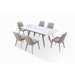 Modus Lucia Extendable Stone Top Metal Leg Dining Table in Polished Cappuccino and Gunmetal Image 3