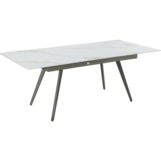 Modus Furniture Lucia Extendable Stone Top Metal Leg Dining Table in Polished Cappuccino and Gunmetal 655450401824 LEPG60 Image 3