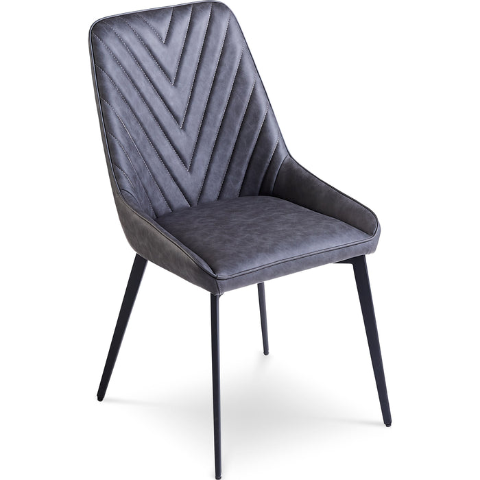 Modus Furniture Lucia Upholstered Dining Chair in Charcoal Synthetic Leather and Black Metal 655450372261 LELB63 Image 2