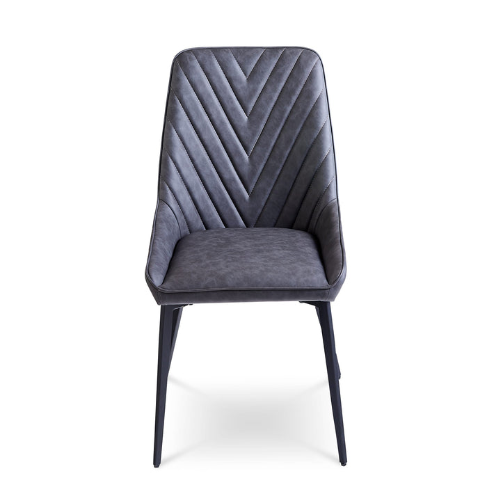Modus Lucia Upholstered Dining Chair in Charcoal Synthetic Leather and Black MetalImage 3